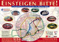 Schema des Hamburger Schnellbahnnetzes, umringt von einigen Fotos